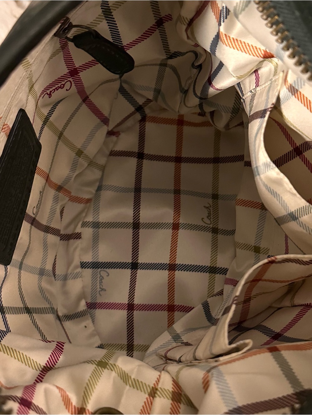 Vintage 2007 Coach Bleecker Tattersall Duffle Bucket Bag | Bottle Green - Picture 13 of 16